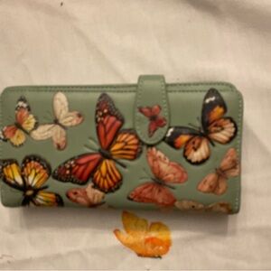 Green Butterfly-Print Women's Wallet